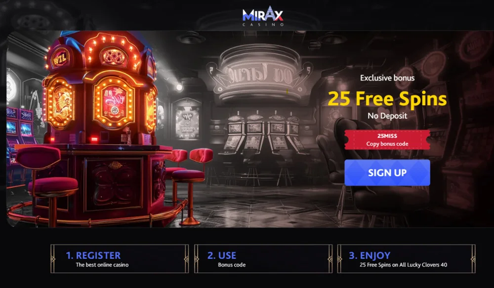 Mirax Casino promo banner with the casino lobby