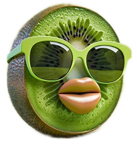 FatFruit kiwi mascot in green sunglasses