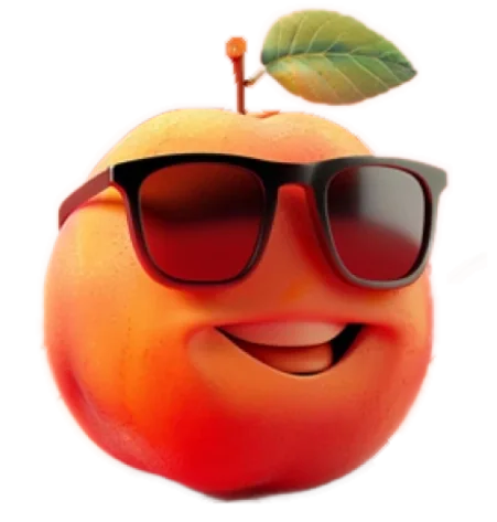 FatFruit peach mascot in black sunglasses